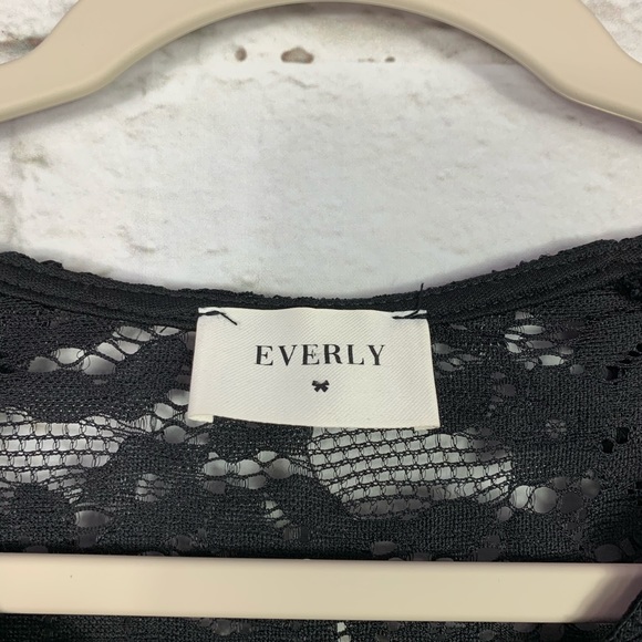 Everly Black Lace Ruffled Shoulder Sheer Dress - Picture 5 of 5